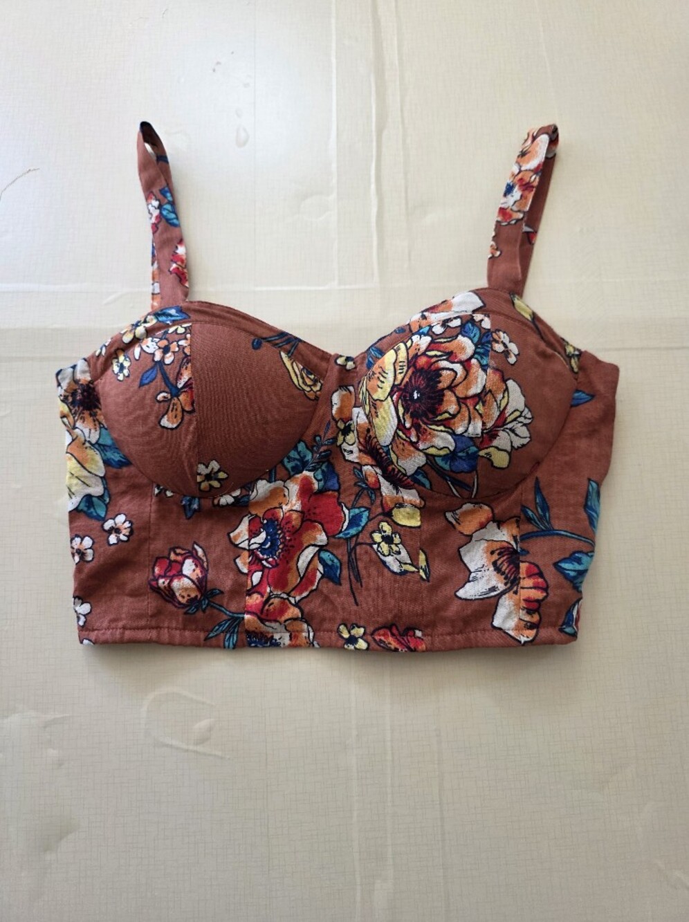 B.O.G. Collective Floral Bustier Crop Top Cottagecore Boho Small
